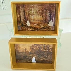 ramed Ghost Prints Halloween Decor Wall Art New Set Of 2
